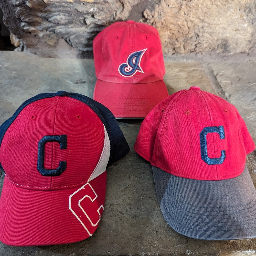 Lot Of Vintage 90s Cleveland Indians Adjustable Hats Adult & Youth Ballcaps